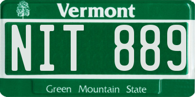 VT license plate NIT889