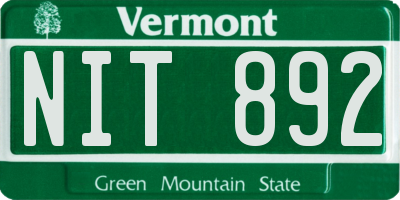 VT license plate NIT892