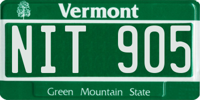 VT license plate NIT905