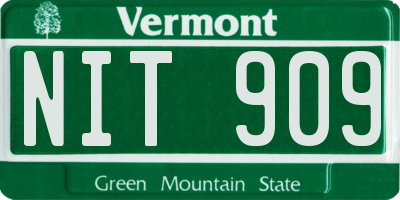 VT license plate NIT909