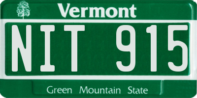 VT license plate NIT915