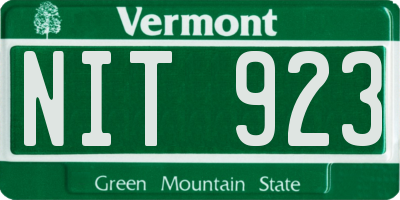 VT license plate NIT923