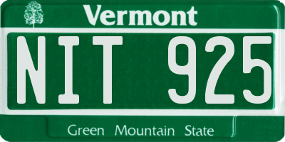 VT license plate NIT925
