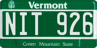 VT license plate NIT926