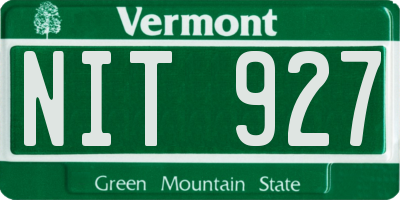 VT license plate NIT927