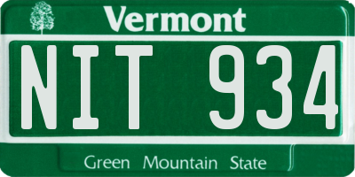 VT license plate NIT934