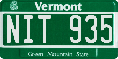 VT license plate NIT935