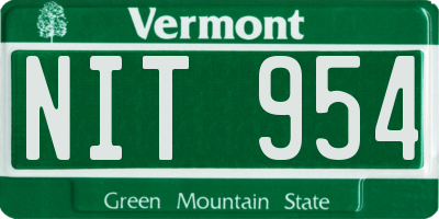 VT license plate NIT954