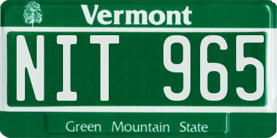VT license plate NIT965