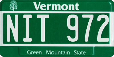 VT license plate NIT972