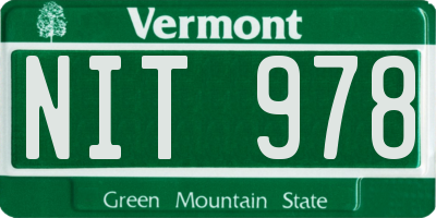 VT license plate NIT978