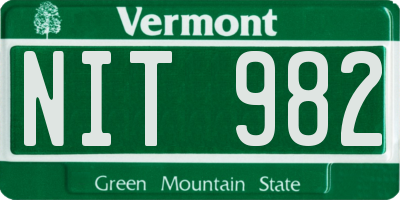 VT license plate NIT982