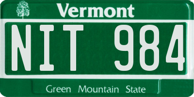 VT license plate NIT984