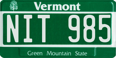 VT license plate NIT985