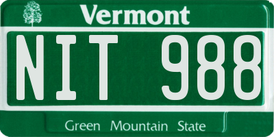 VT license plate NIT988