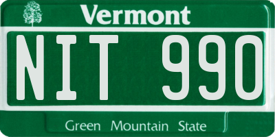 VT license plate NIT990