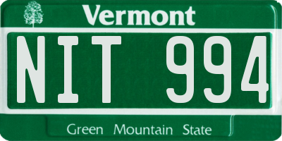 VT license plate NIT994
