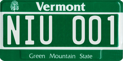 VT license plate NIU001