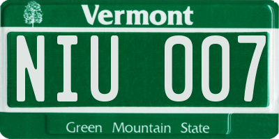 VT license plate NIU007