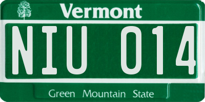 VT license plate NIU014
