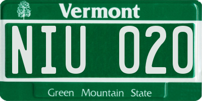 VT license plate NIU020