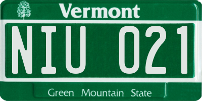 VT license plate NIU021