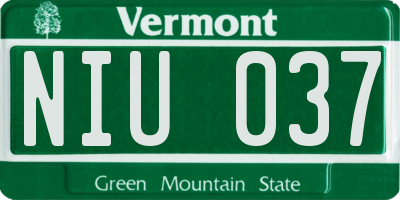 VT license plate NIU037