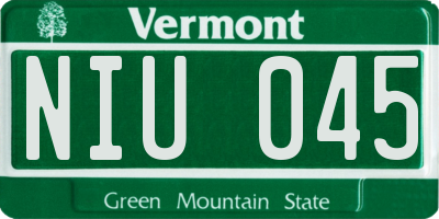 VT license plate NIU045