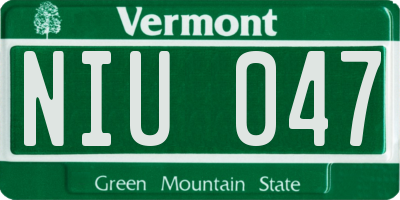 VT license plate NIU047