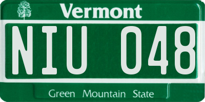 VT license plate NIU048