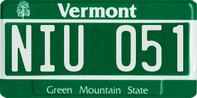VT license plate NIU051