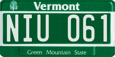 VT license plate NIU061