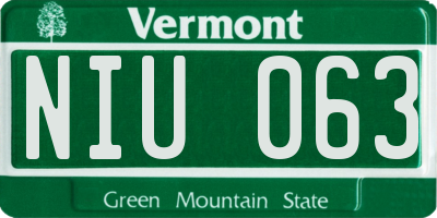 VT license plate NIU063