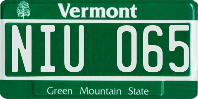 VT license plate NIU065