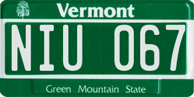 VT license plate NIU067