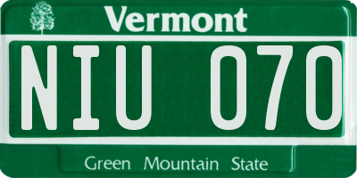 VT license plate NIU070