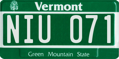 VT license plate NIU071
