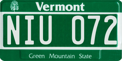 VT license plate NIU072