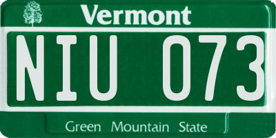 VT license plate NIU073