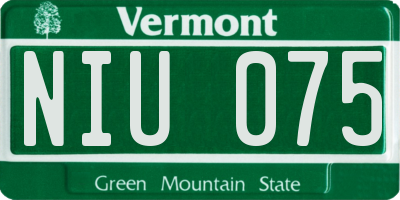 VT license plate NIU075