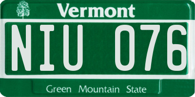 VT license plate NIU076