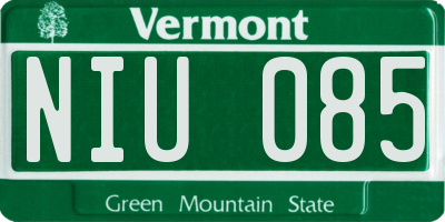 VT license plate NIU085