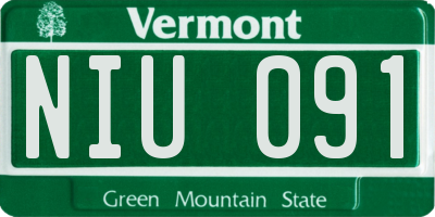 VT license plate NIU091