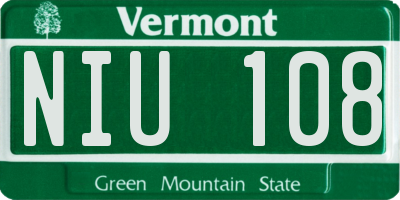 VT license plate NIU108