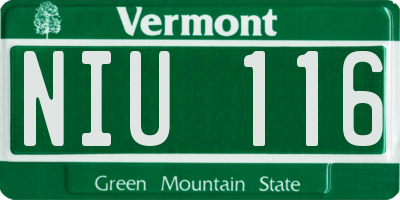 VT license plate NIU116