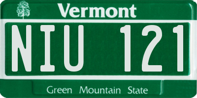 VT license plate NIU121