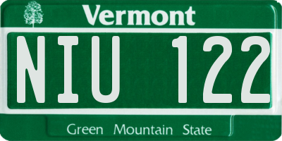 VT license plate NIU122
