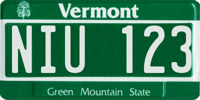 VT license plate NIU123