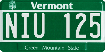 VT license plate NIU125