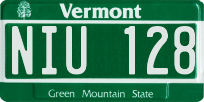 VT license plate NIU128